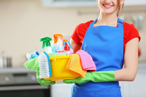 Routine office cleaning service in a modern workplace