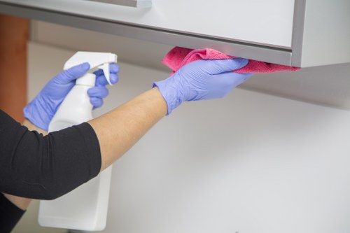 Staff training session focused on safe cleaning methods